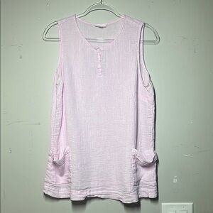 Pure Jill J Jill Women's Tank Top XL Lavender‎ Pink Crinkle Linen Swing Pockets